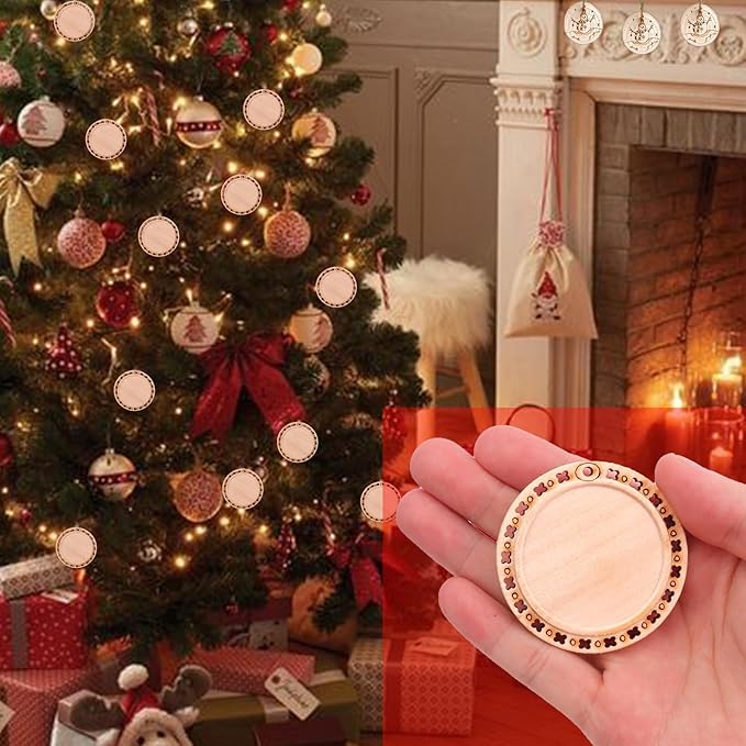 kukmakri 50 PCS Natural Wood Slices - 2.2 Inch Unfinished Wood Discs Craft Kit, Predrilled with Hole Wooden Circles, Ideal for Christmas Ornaments, DIY Wooden Crafts, and Handmade Art Supplies