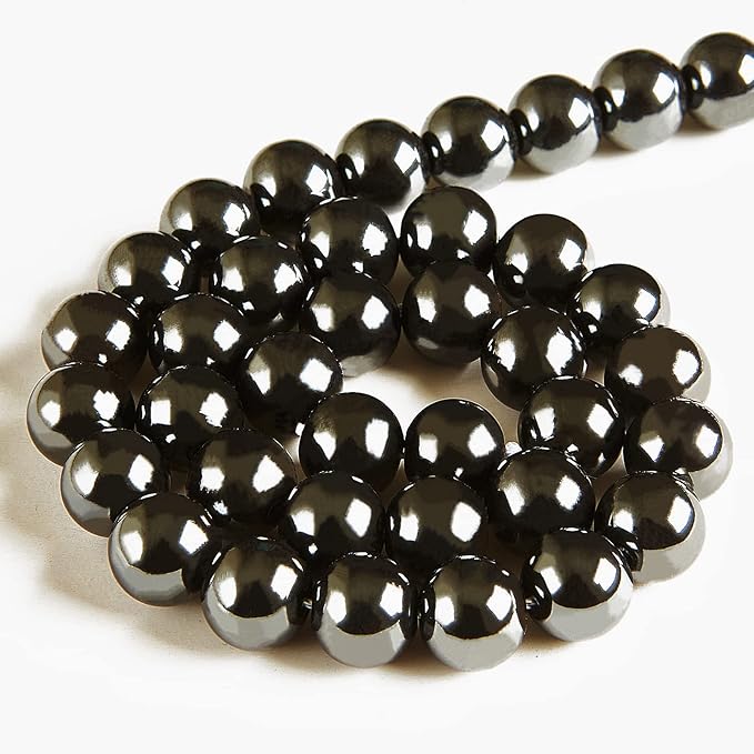 100pcs 6mm black hematite beads natural gemstone beads round loose beads for jewelry making