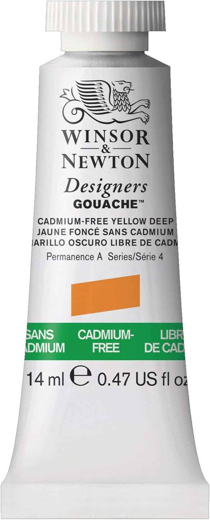 Winsor & Newton Designer's Gouache, 14 ml (0.47oz) tube, Cadmium-Free Yellow Deep