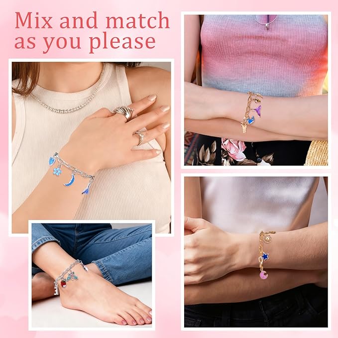 Wurosi 769 Pieces Paperclip Charm Bracelet Kit, Including Paperclip Chain Bracelets, Charms, Jump Rings, Gift Bags, Pliers for DIY Bracelet Making Gift Christmas