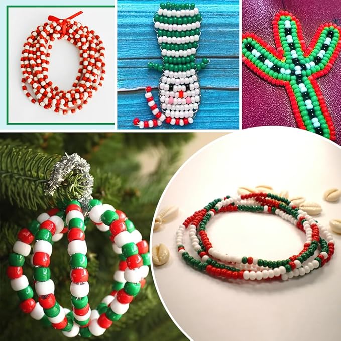 red beads,1100 pcs christmas bead for crafts,beads for bracelets,pony bead bulk jewelry making for bracelets making,christmas bracelet gifts for girl(red)