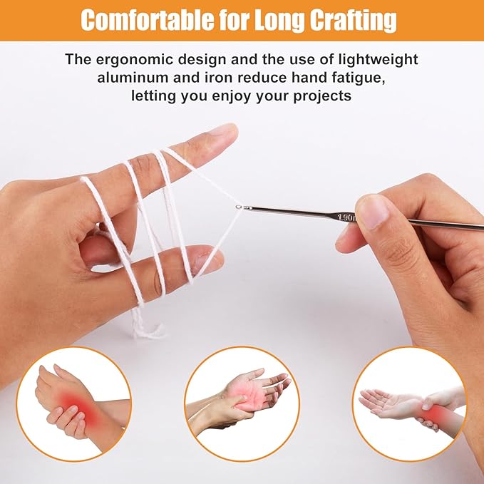 MECHEER Crochet Kit for Beginners, 54 Pack Crochet Hook Set Crochet Accessories, Ergonomic Knitting Kit with Storage Case, Crochet Needles, Hand Craft Knitting Accessories for Crocheters