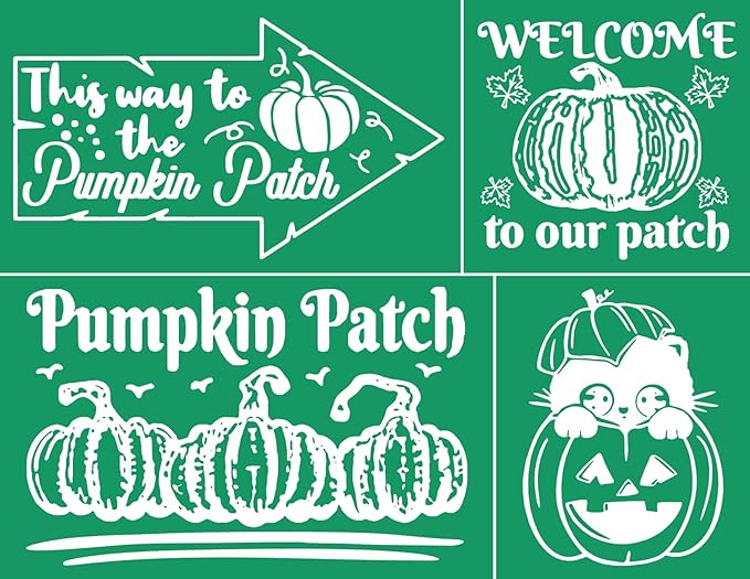 DGAGA Pumpkin Patch Silk Screen Stencils Reusable Self Adhesive Chalk Mesh Stencils Autumn Silkscreen Transfers for Painting on Wood,Craft,DIY Farm Sign Screenprinting Starter Kit for Chalk Paste