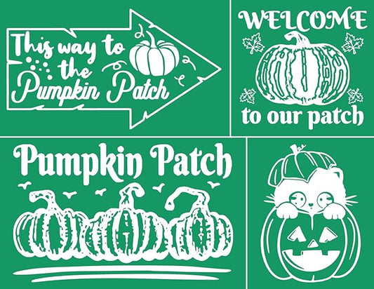 DGAGA Pumpkin Patch Silk Screen Stencils Reusable Self Adhesive Chalk Mesh Stencils Autumn Silkscreen Transfers for Painting on Wood,Craft,DIY Farm Sign Screenprinting Starter Kit for Chalk Paste