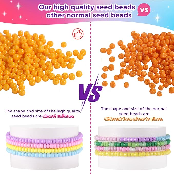 Funtopia 3mm Seed Beads Uniform, 39 Colors 8200pcs Small Beads for Jewelry Making, Friendship Bracelet Bead for Girls Adults