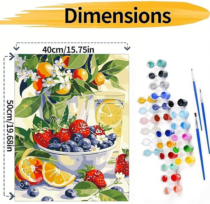 BYGFHLYW Paint by Numbers Kit for Adults Beginners, Fruit Adult Paint by Number Kits On Canvas, DIY Acrylic Oil Painting Kits for Beginners, Color by Number Adult for Home Wall Decor 16x20Inch