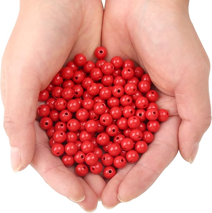 bonny boxx 60pcs 16mm smooth red acrylic round beads, plastic resin bubblegum balls chunky gumball beads for necklace and bracelet making, crafting supplies