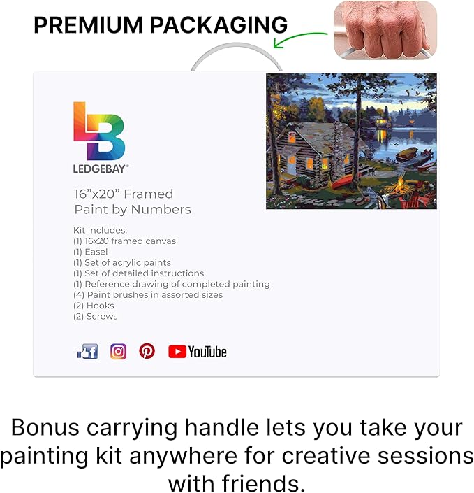 Ledgebay DIY Paint by Numbers Kit for Adults Framed Canvas Beginner to Advanced Paint by Numbers Kit Kits Include Acrylic Paint Set Brushes Tabletop Easel (Life's Reward 16"x20" Framed)