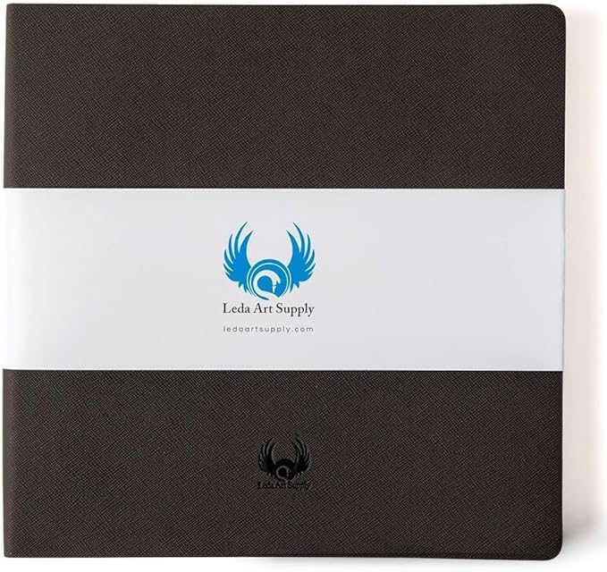 square-shaped sketchbook, 8.3 x 8.3 inches, lays flat flexible sketch book for artists, ideal for ink, water color, pen, pencils, 160 tear resistant pages, size: square medium, leda art supply