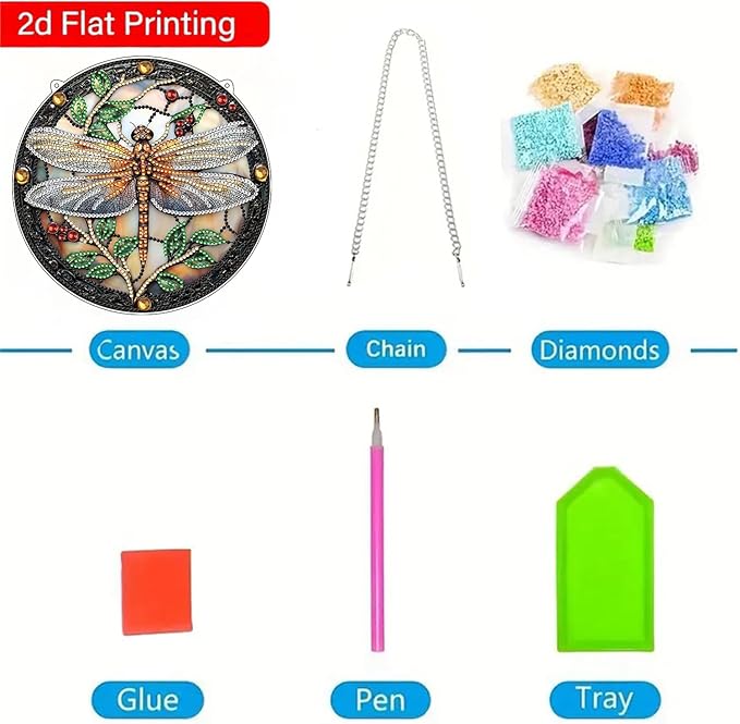 ARPADAMO Hanging Diamonds Art kit for Adult,DIY Dragonfly Pendant Diamonds Painting Art Kit, 7.8x7.8 inch Acrylic Diamonds Painting Board Kit Ornament, Special Crystal Diamond Hanging Ornament