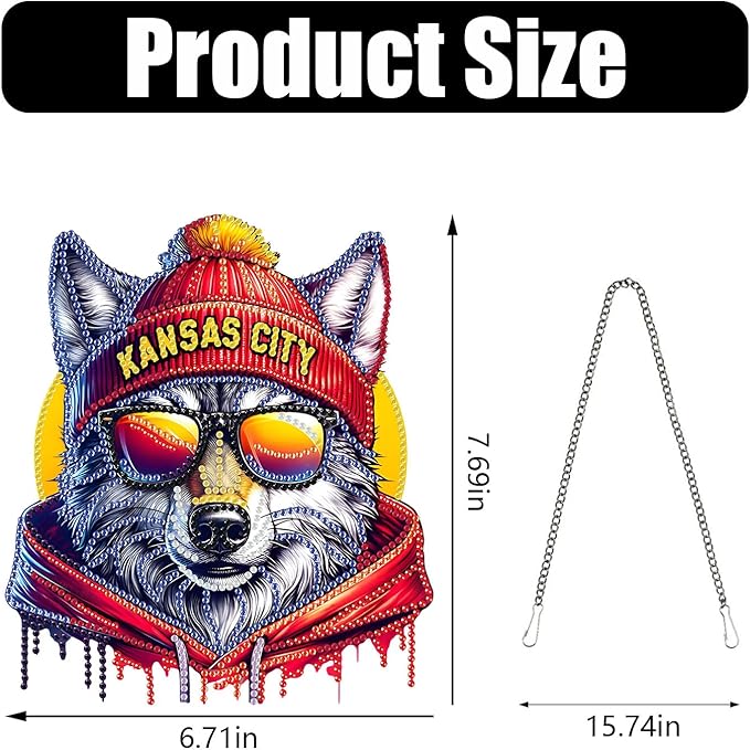 Weadatty DIY Diamond Art Hanging Kit for Adult,Football Style Acrylic Diamond Art Painting Window Pendants Home Garden Wall Hanging Kits Hanging Ornament,Single Sided(Kansas City Red)