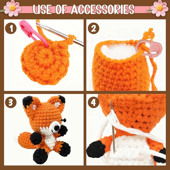 OurWarm 6PCS Crochet Kit for Beginners, Crochet Animal Kits, DIY Craft for Adults and Kids, Attached Step-by-Step Video Tutorial, Great Choice for Manual Lovers Birthday and Holiday Gifts