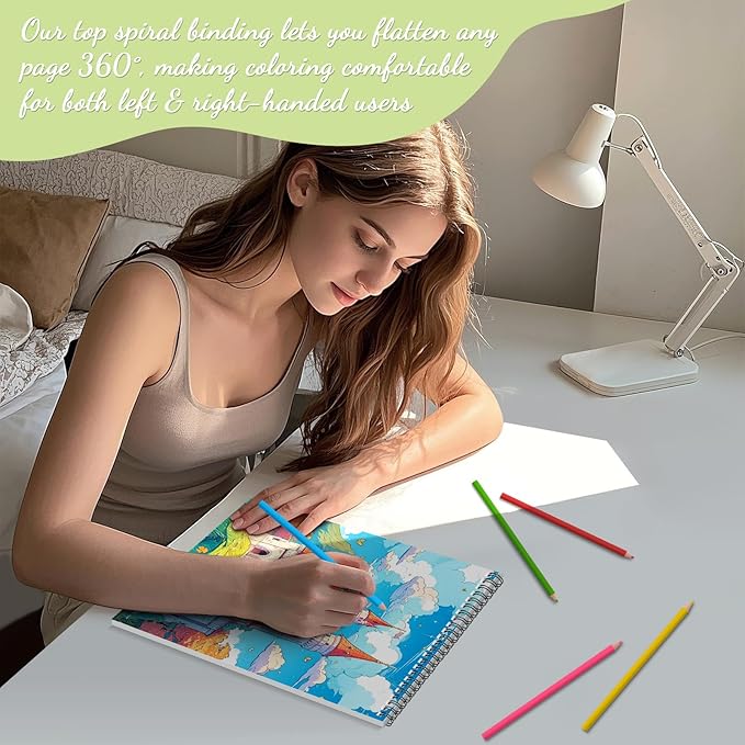 Adult Coloring Book for Women Relaxation, Adult Coloring Book Spiral Bound, One Sided Design 30 Premium Quality Thick Paper (No Bleed), Mindfulness Gifts for Women to Relieve Anxiety