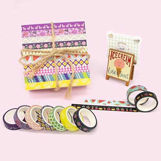 MPOPUUL Ninico 30 Rolls Washi Tape Set - 10mm Wide, Colorful Flower Style Design, Decorative Masking Tape for DIY Craft Scrapbooking Gift Wrapping