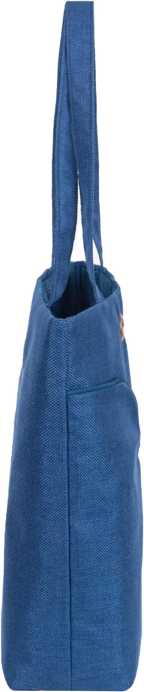 Linen Knitting Project Tote Bag,Portable Yarn Storage Bag for Crochet Accessories/Needles,Crochet Hooks Organizer,Knitting Bag for Crochet Lovers (Navy Blue)