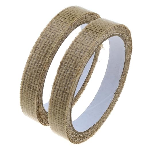 2pcs Self Adhesive Jute Tape 1.5cm/0.59Inch 6.56 Feet Natural Hemp Ribbon Trim Adhesive Tape Sticker