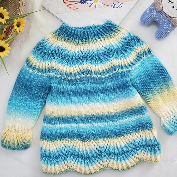 Crocheting Knitting-Gradient Cake Yarn, Soft Multicolor Medium-Fine Blended Yarn, Weight 100 Grams, Contains 60% Cotton 30% Acrylic 10% Wool. Suitable for Scarf, Gloves, Shawl, Blanket.(1152)