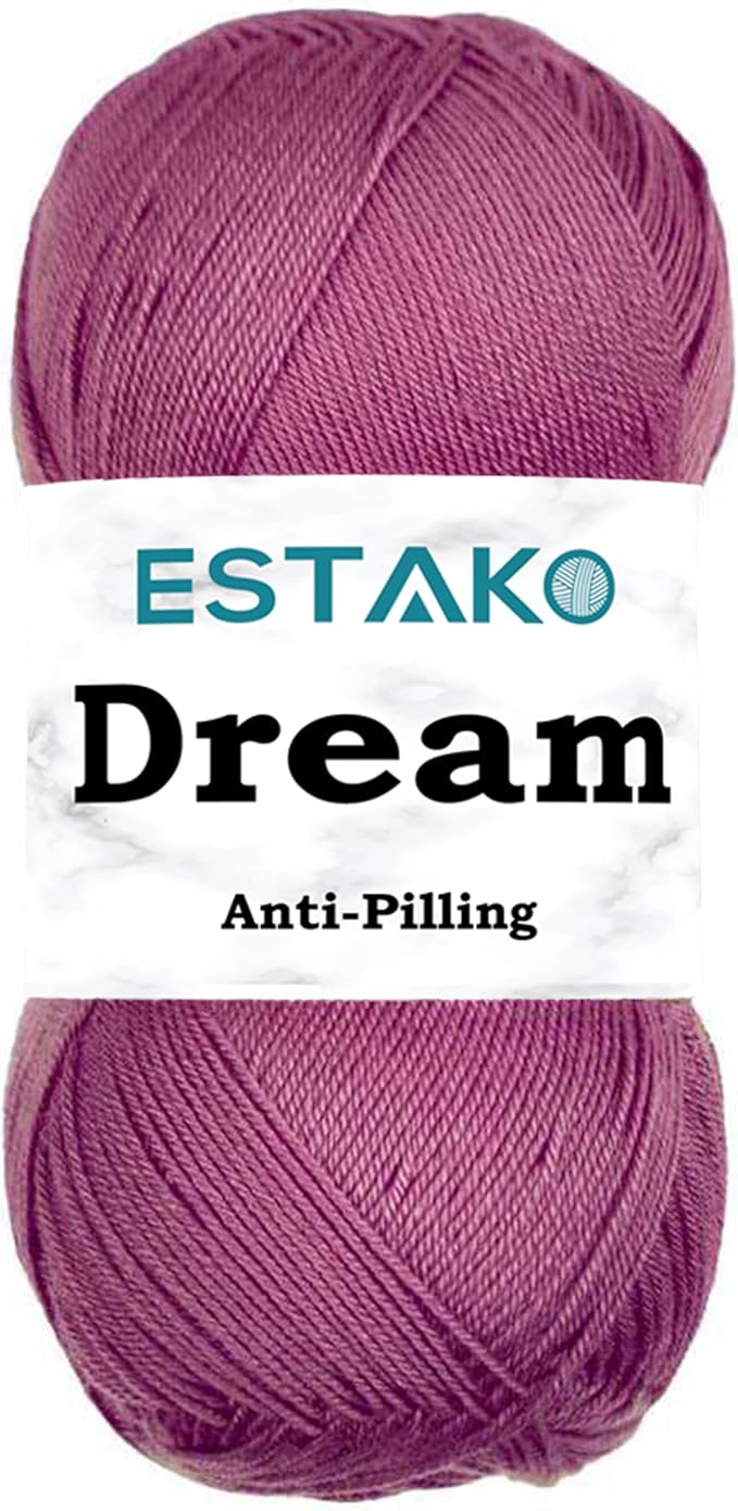 Estako Dream, 100% Microfiber Acrylic Yarn, Soft, Super Fino/Fingering Weight (1) for Crochet and Knitting 3.5 Oz (100g) / 382 Yrds (350m) (70659 - Light Purple)