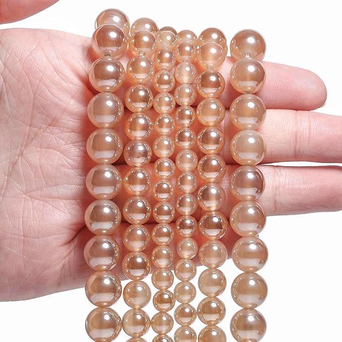 Stone Beads, 45pcs Brown Agate, 8mm Round Loose Beads for Jewelry Making, Bracelets, with Bag, String & Card