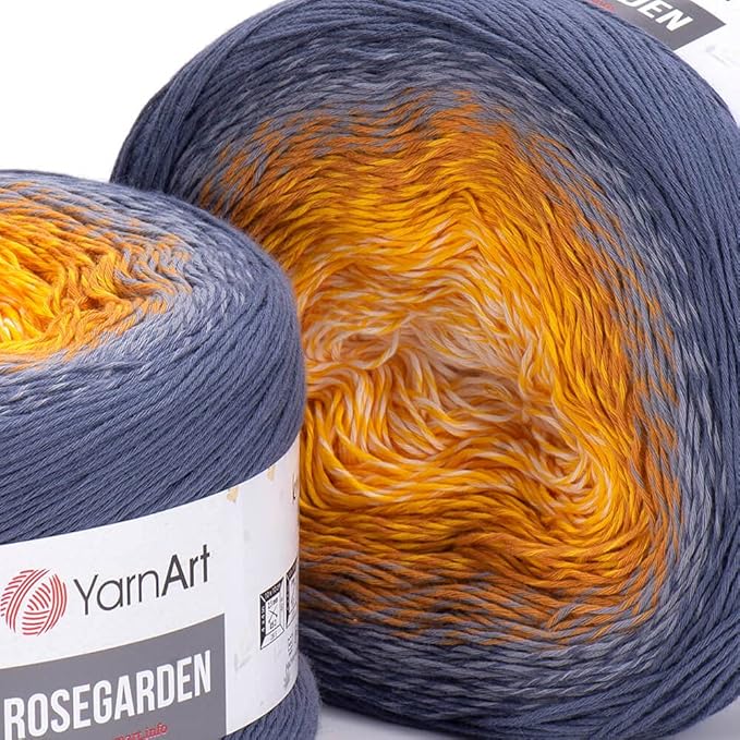 Yarn Art Flowers Rosegarden 100% Cotton 250gr 8.80 oz 1094yds Multicolor Cotton Yarn Rainbow Crochet Yarn Spring Summer (326)