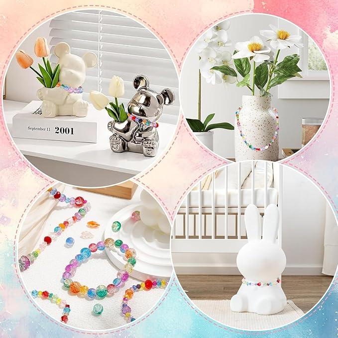 1000PCS Multicolor Glass Beads Rainbow Crystal DIY Bracelets Beads for Jewelry Necklace Wristband Earring Key Chain Crafts Kit (Colorful)