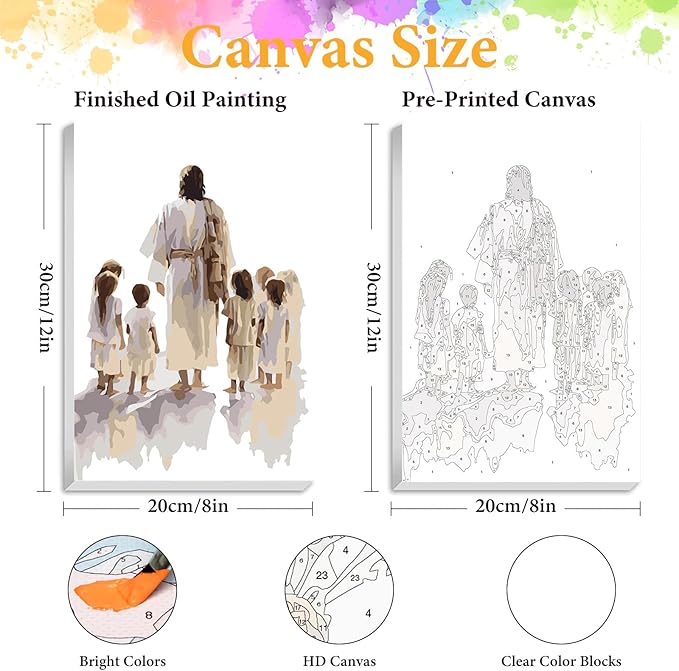 Framed Paint by Numbers Kit for Adults Beginner Jesus, Adult Paint by Number Kits on Canvas Framed Christian, DIY Acrylic Oil Painting by Numbers with Frame, Perfect for Home Decor Gift 8 X 12 Inch