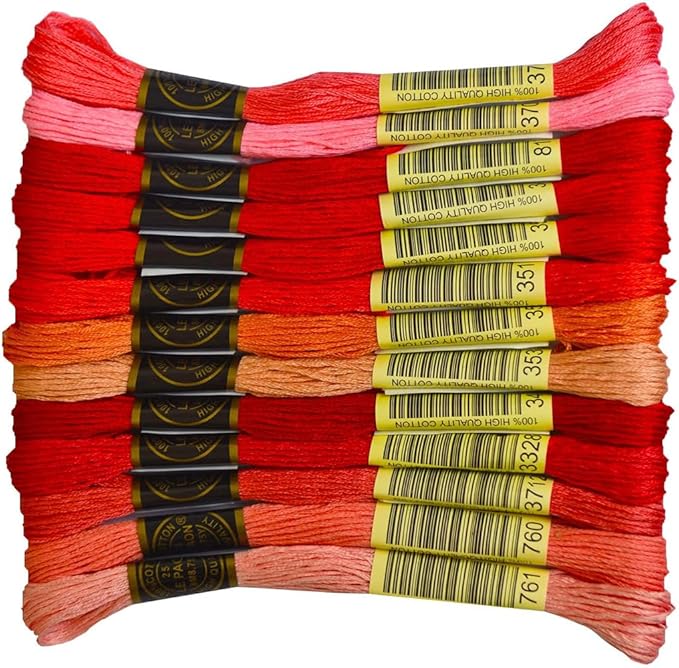 Premium Rainbow Color Embroidery Floss - Cross Stitch Threads - Friendship Bracelets Floss - Crafts Floss - 14 Skeins Six Strand Embroidery Floss Thread, Medium Melon Gradient