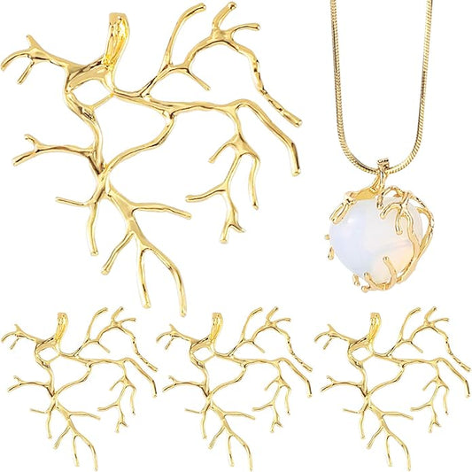Branch Shape Blanks, Adjustable Claw Pendant Trays, Hypoallergenic Brass Branch Prong Pendant Bezels for Jewelry Making Bracelet Earrings Necklace DIY Crafts