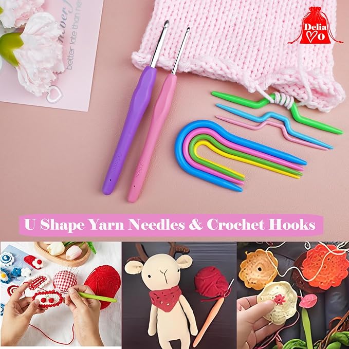 DeliaVo 98 Pcs Yarn Needles Set, Assorted Crocheting & Darning Tapestry Needles with Stitch Markers, Crochet Kit for Knitting Sewing Weaving