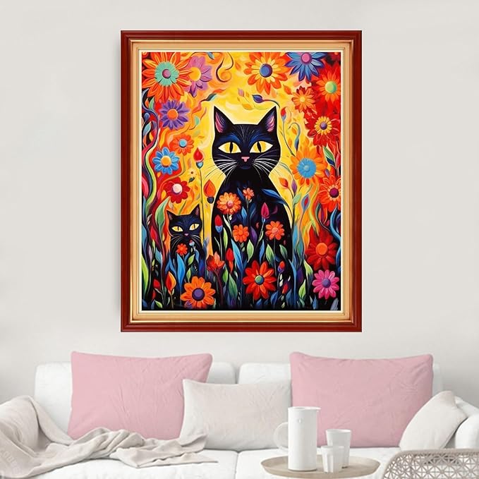 dimxvean stamped cross stitch kits,cross stitch kits for adults beginners,embroidery kits full range of cross stitch stamped kits needlepoint kits cross stitch patterns-magic cat 16x20 inch