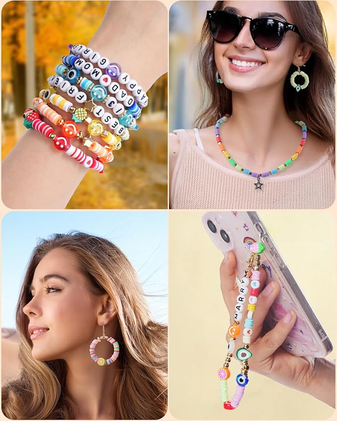 BestNow Clay Beads Bracelet Making Kit 5000 Pcs Friendship Bracelet Kits Flat Beads for Jewelry Making Polymer Heishi Beads Set for Bracelet Necklace DIY Crafts Gift for Girls Ages 6-12