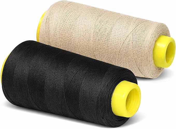 Mandala Crafts Black and Cream Thread Cones for Machine and Hand Quilting - 4800 Yds 50 WT Multiple Purpose Mercerized 100% Cotton Threads for Sewing Machine Serger Embroidery
