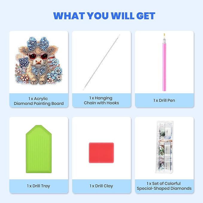 MXJSUA Highland Cow Special Shaped Hanging Diamond Painting Art Kits for Adults, Crystal Rhinestone Acrylic Gem Art Pendant Ornaments Kit for Home Decoration and Gift