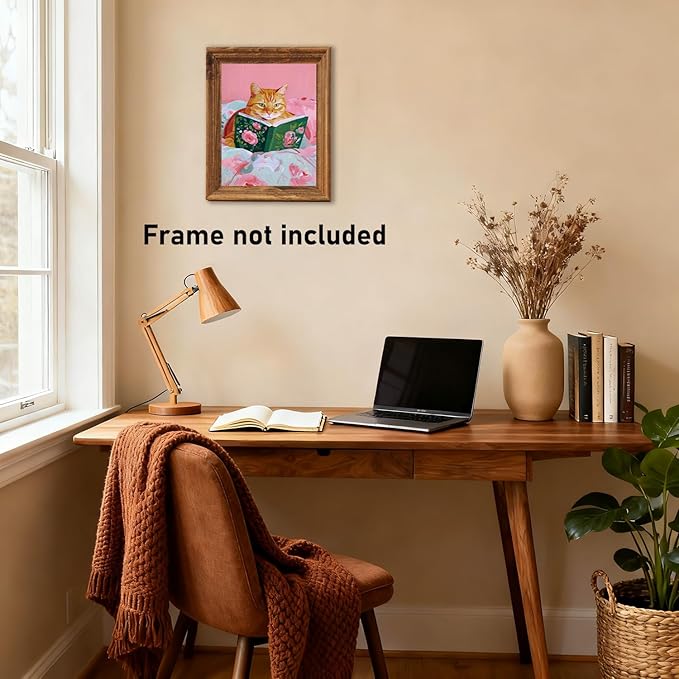 RLTXBUK Cat Cross Stitch Kits, Orange Cat Reading Book Stamped Counted Cross Stitch Kits for Adults, Book Lovers Reader Gifts for Women, Gifts for Pet Lovers, 11.8x15.8 Inch