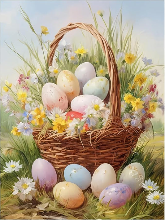 Mandun Easter Paint by Numbers Kit for Adults Beginners, Egg Paint by Numbers, DIY Acrylic Painting on Canvas for Home Wall Art Decor Gift 16x20 Inch