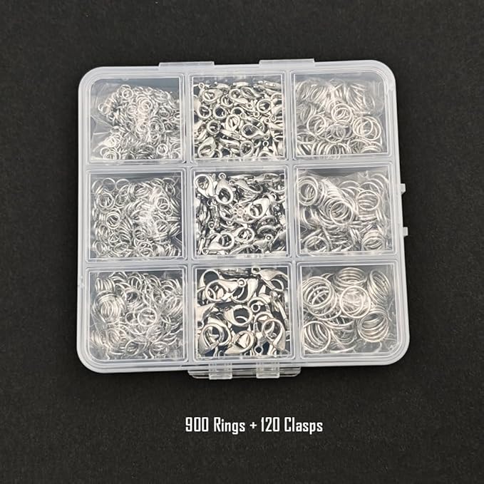 inspirelle 900 pieces open jump rings and 120 pieces lobster clasps metal split rings connector rings for jewelry making rhodium