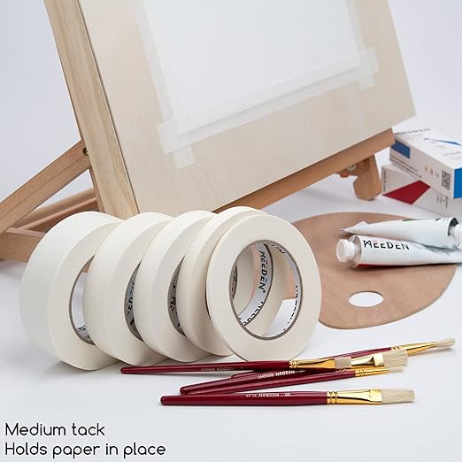 MEEDEN 6 Packs White Artist Tape, 0.5" 0.75" 1.0" x 60 Yard, Multi-Sized Masking Art Tape, Acid-Free Painters Tape for Painting Drafting Canvas Framing, General Purpose for Craft, Office, School