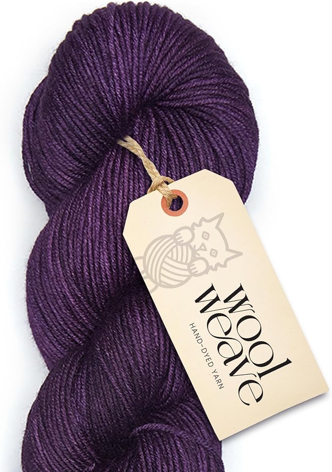 Superwash Merino Wool Yarn for Knitting & Crocheting - Premium Hand Dyed Yarns, 100gr, 240 Yards, Dk Weight - Luxurious, Soft & Durable Purple Yarn