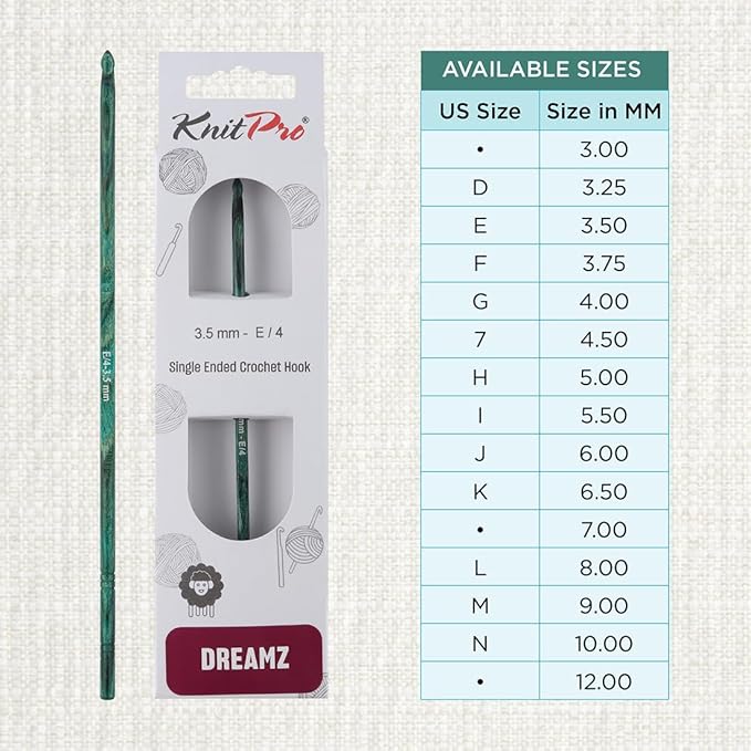 KnitPro Dreamz Single-Ended Crochet Hook | US Size E (3.5mm)