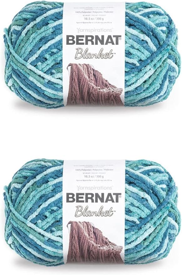 Bernat Blanket Tidepool Yarn - 2 Pack of 300g/10.5oz - Polyester - 6 Super Bulky - 220 Yards - Knitting/Crochet