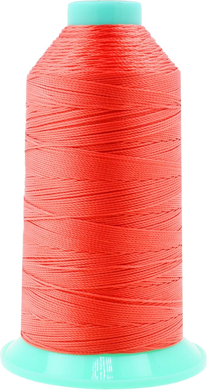 Mandala Crafts Size 277 840D T270 Bonded Nylon Thread - Coral 800 YDs Tex 270 Heavy Duty Sewing Threads for Leather, Jeans, Weaving, Outdoor Marine Upholstery