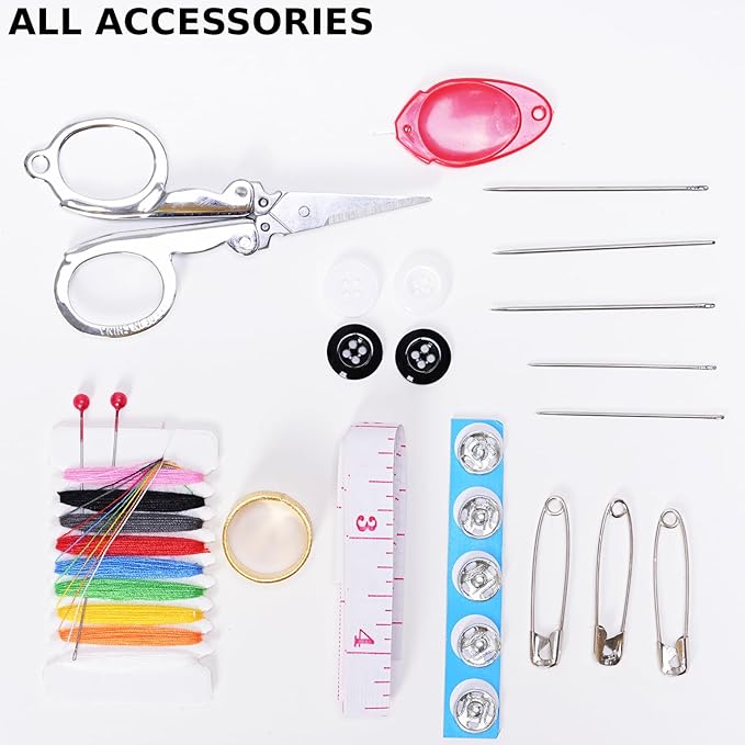 Travel Sewing Kit, Mini Sewing Kit Travel Size with Multicolor Threads, Scissors, Needles, Buttons, 38 Piece Portable Emergency Sewing Set with Case, Sewing Repair Kit for Adults - Craft Supplies (1)