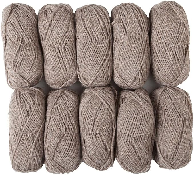Knit Picks Wool of The Andes Worsted Weight Brown 100% Wool Yarn Multi Pack (10 Balls - Mink Heather)