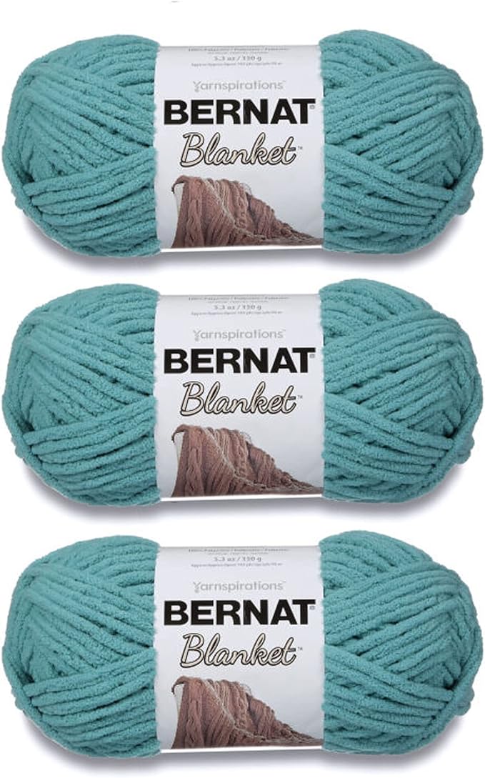 Bernat Blanket Light Teal Yarn - 3 Pack of 150g/5.3oz - Polyester - 6 Super Bulky - 108 Yards - Knitting/Crochet