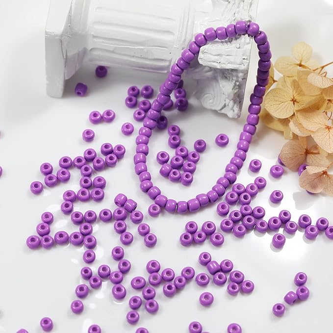 Bala&Fillic Purple Color 4mm Seed Beads About 1200pcs/100Grams in Bag, 6/0 Glass Craft Beads for Making Bracelet and Necklace (Purple)