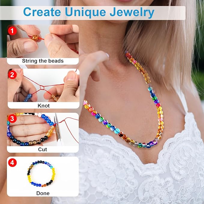 XSEINO About 1200pcs 6mm Crack Glass Beads Bracelet Making Kit,24 Style Crack Sunshine Yellow Series Colorful Crystal Beads for Jewelry Bracelet Making,DIY Crafts,Friendship Bracelets,Necklaces