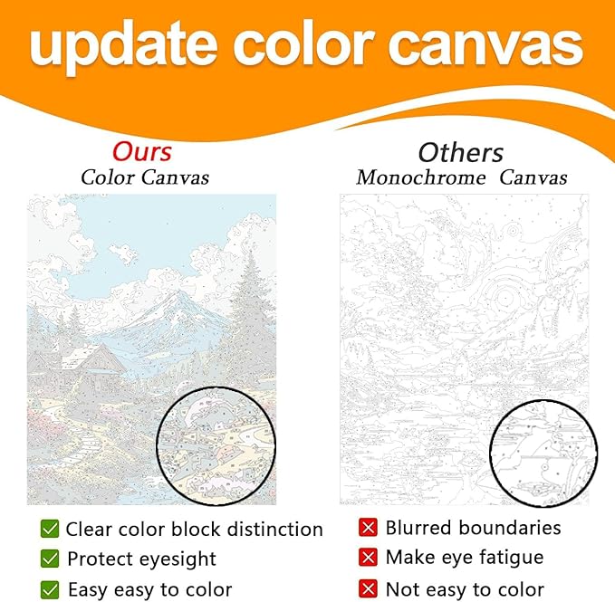 Landscape Paint by Numbers Kit for Adults Beginner- Mountain Adult Paint by Number Kits on Canvas, Easy Adults' Paint-by-Number Kits Oil Painting Craft Supplies for Gift Home Wall Decor 16x20in