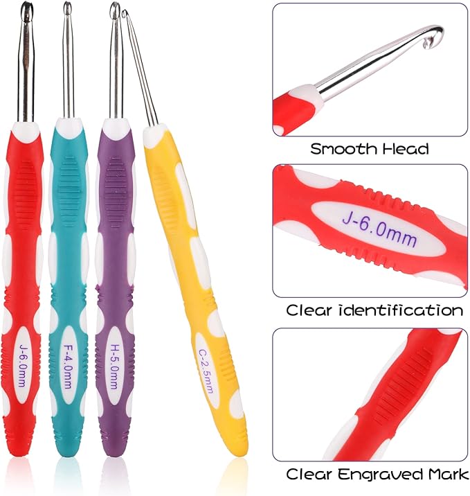 Ruidi TPR and ABS Handle Crochet Hook(9pcs)