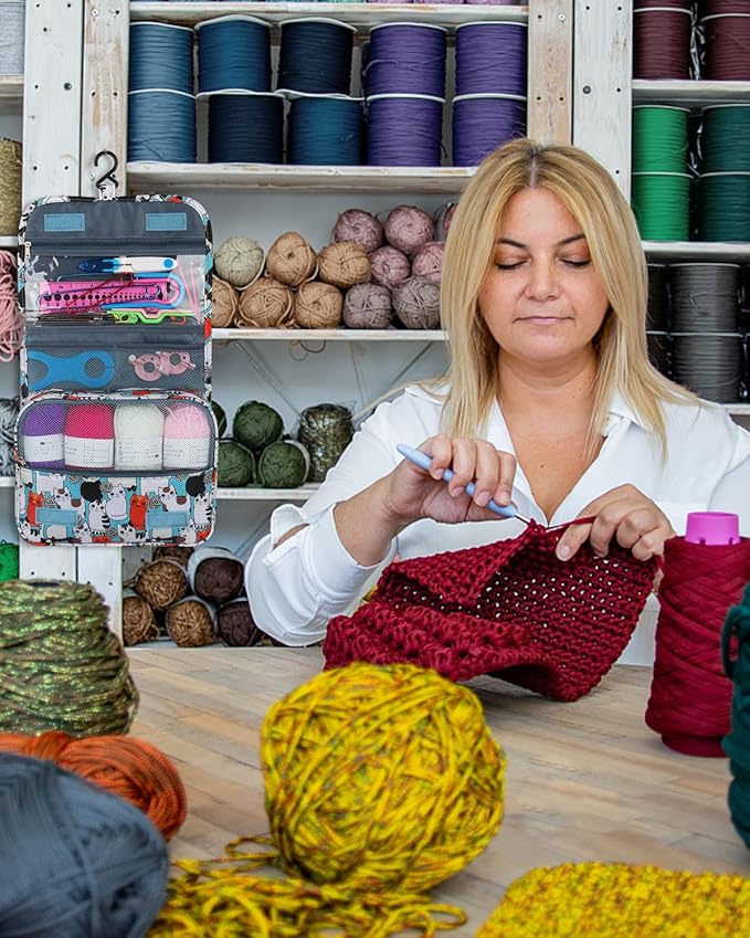 aeelike crochet kit with bag for travel, easy learn to crochet kit for beginners all age,69pcs crochet starter kit include crocheting instruction, 21pcs crochet hooks,15pcs yarn and storage bag
