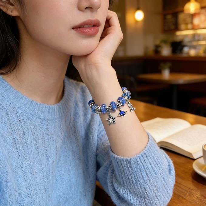 Exway 10 Pcs Snake Charm Bracelet Chain 8.0 Inch Silver Charm Bracelet Kit Snake Chain Bracelets Chain for Christmas DIY Women Jewelry Making Gifts ﻿